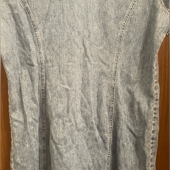 NY Jeans Med Wash 90's Y2k Vtg Denim Snap Front Short Sleeve Dress Sz-14 - Picture 9 of 11
